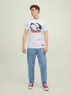 Jack & Jones Tee-shirt Grafitti -Mode Vêtements Magasin 12211020 white w faces jack jones 2