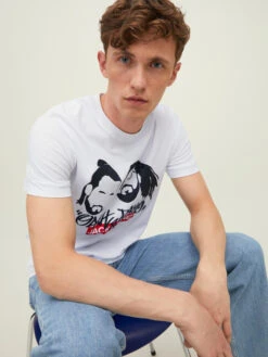 Jack & Jones Tee-shirt Grafitti -Mode Vêtements Magasin 12211020 white w faces jack jones 5