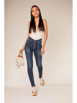 Jeans Boutons Taille Haute Lise