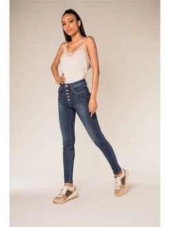 Jeans Boutons Taille Haute Lise -Mode Vêtements Magasin jeans boutons taille haute lise 4
