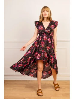 Robe Longue Heidi -Mode Vêtements Magasin r1998 noir violet in april 2