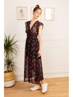 Robe Longue Zelie -Mode Vêtements Magasin r2171 noir fushia in april 4