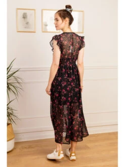 Robe Longue Zelie -Mode Vêtements Magasin r2171 noir fushia in april 5