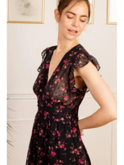 Robe Longue Zelie -Mode Vêtements Magasin r2171 noir fushia in april 7