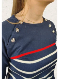 Pull Ozaka -Mode Vêtements Magasin w111 marine blanc cc fashion 3