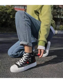 Baskets Toile Montantes Coeur Paint